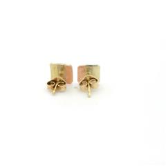14k Tri Color Gold Square Stud Earrings